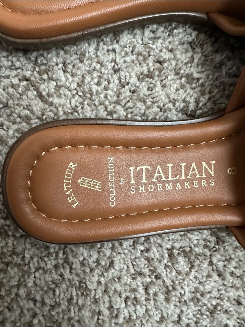 Italian Shoemakers Cognac Brown Padded Slide Sandals